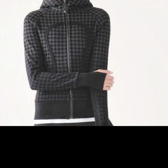 Lulu Lemon woman's scuba hoodie rare pattern , black and grey size 6 - Picture 3 of 3